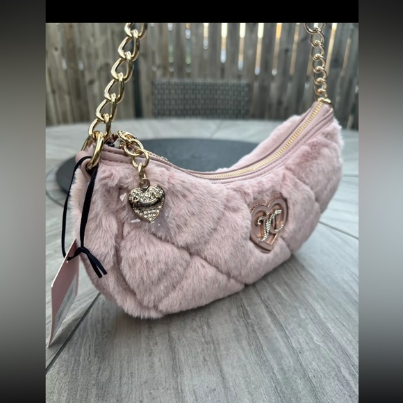 Juicy Couture  Let’s Get Cozy Shoulder Bag Dusty Blush  With Matching Wallet - Picture 2 of 8